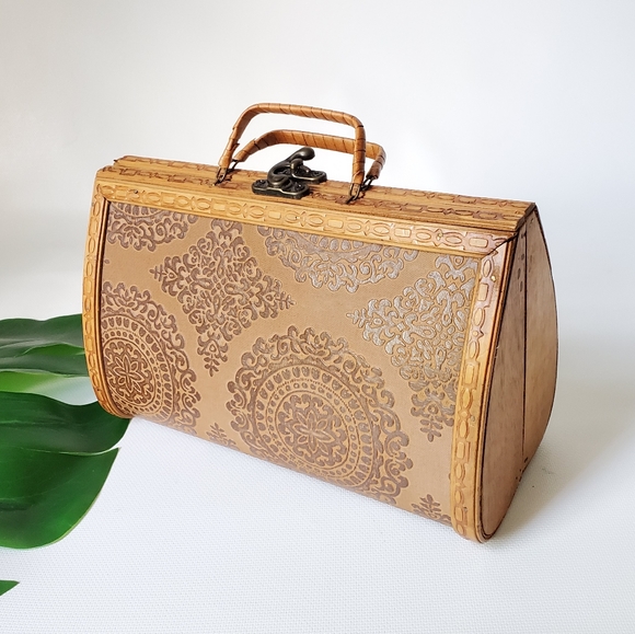 vintage purse Handbags - Vintage Lightweight Wood Handmade Hand Bag